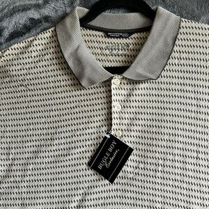 Bugle Boy Polo Shirt Mens 2XL Textured Knit Geometric Retro NWT